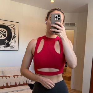 Urban Out from Under Red Ribbed Sleeveless Top